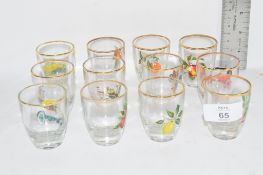 MINIATURE GLASSES ALL WITH APPLIED FRUIT DESIGNS