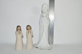 MOTHER AND CHILD FIGURE AND TWO CHOIR GIRLS