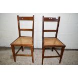 PAIR OF SMALL CANE SEATED MAHOGANY CHAIRS, EACH HEIGHT APPROX 86CM