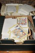 TWO BOXES OF STAMPS AND VARIOUS FIRST DAY COVERS AND ROYAL MAIL POSTCARDS