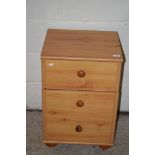 SMALL THREE DRAWER BEDSIDE CABINET, WIDTH APPROX 45CM