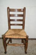 VINTAGE RUSH SEATED LADDERBACK CHAIR, HEIGHT APPROX 96CM