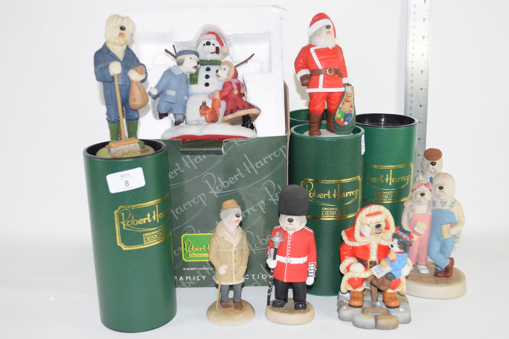 QUANTITY OF FIGURES DESIGNED BY ROBERT HARRUP INCLUDING PARK KEEPER, SANTA CLAUS AND OLD ENGLISH