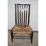 SMALL RUSTIC RUSH SEATED LOW CHAIR, HEIGHT APPROX 85CM