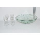 GLASS FRUIT BOWL AND SMALL GLASSES