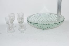 GLASS FRUIT BOWL AND SMALL GLASSES