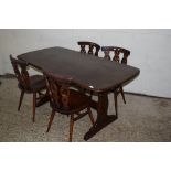 REFECTORY STYLE DINING TABLE, APPROX 150 X 77CM, TOGETHER WITH A SET OF FOUR MATCHING DINING CHAIRS