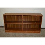 TEAK EFFECT LOW BOOKCASE, WIDTH APPROX 154CM