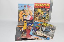 CHILDREN'S ANNUALS INCLUDING TIGER ANNUAL 1976, ENID BLYTON'S FAMOUS FIVE ANNUAL, BLUE PETER ETC