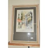 PRINT OF A FRENCH STREET SCENE