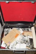 VINTAGE SUITCASE WITH QUANTITY OF PHOTOGRAPHS, MAINLY MILITARY AND NATIONAL SERVICE DISCHARGE PAPERS
