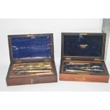 TWO BOXES OF MEASURING INSTRUMENTS, ONE MARKED LANCASTER & THORPE OPTICIANS, DERBY