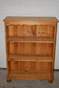 LOW PINE BOOKCASE, WIDTH APPROX 76CM