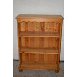LOW PINE BOOKCASE, WIDTH APPROX 76CM