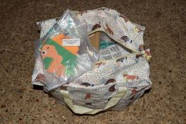 BAG OF ASSORTED FABRIC SAMPLES AND CARD MAKING KIT FOR CHILDREN