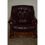 PAIR OF LEATHER ARMCHAIRS, WIDTH OF EACH APPROX 92CM