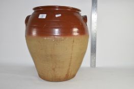 LARGE BROWN GLAZED POT