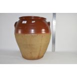 LARGE BROWN GLAZED POT