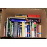 BOX OF BOOKS MAINLY REFERENCE, INCLUDING DICTIONARY OF MODERN SLANG, OXFORD DICTIONARY ETC