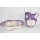 CERAMIC JUG AND BASIN WITH FLORAL DESIGN