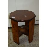 SMALL MAHOGANY AND OAK EFFECT OCTAGONAL TABLE, WIDTH APPROX 35CM