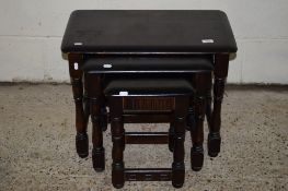 NEST OF THREE PAINTED WOOD TABLES, LARGEST APPROX 62CM WIDE