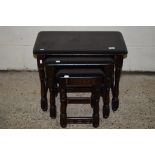 NEST OF THREE PAINTED WOOD TABLES, LARGEST APPROX 62CM WIDE