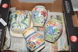 BOX CONTAINING POOLE VASES, VARIOUS FLORAL DESIGNS