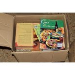 BOX OF BOOKS, SOME LOCAL INTEREST AND COOKERY INCLUDING PURNELLS COMPLETE COOKERY GAS BARBECUING