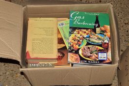 BOX OF BOOKS, SOME LOCAL INTEREST AND COOKERY INCLUDING PURNELLS COMPLETE COOKERY GAS BARBECUING