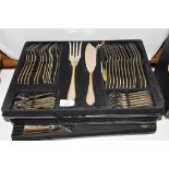 BOXED SET OF STAINLESS STEEL CUTLERY WITH GILT HIGHLIGHTS