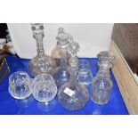 GLASS WARES INCLUDING FIVE CUT GLASS DECANTERS