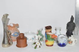 CERAMIC ITEMS AND GLASS PAPERWEIGHT