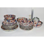 JAPANESE CERAMICS DECORATED IN IMARI STYLE PLUS IMARI BOWLS, PLATES ETC