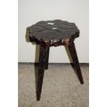 SMALL PAINTED THREE LEGGED TABLE OR STOOL, HEIGHT APPROX 43CM