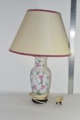 CHINA TABLE LAMP WITH A FLORAL DESIGN