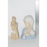 LLADRO BUST OF A GIRL TOGETHER WITH A FURTHER FIGURE