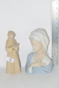 LLADRO BUST OF A GIRL TOGETHER WITH A FURTHER FIGURE