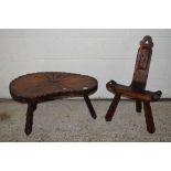 SMALL RUSTIC STYLE COFFEE TABLE, LENGTH APPROX 79CM, TOGETHER WITH A SIMILAR CARVED CHAIR, HEIGHT