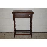 SMALL STAINED WOOD OCCASIONAL TABLE WITH BARLEY TWIST LEGS, WIDTH APPROX 59CM
