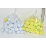 TWO PLASTIC BAGS CONTAINING GOLF BALLS