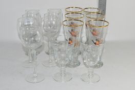 GLASS WARES, WINE GLASSES AND BEER GLASSES