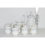 PART TEA SET, ROYAL ALBERT, IN THE MEMORY LANE PATTERN COMPRISING COFFEE POT, SUGAR BOWL, TEN CUPS