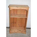 SMALL PINE LOW SHELF UNIT, WIDTH APPROX 49CM