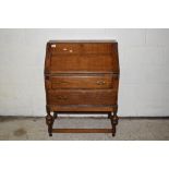 SMALL MID-20TH CENTURY OAK DROP FRONT BUREAU, WIDTH APPROX 74CM