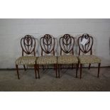 SET OF FOUR HEPPLEWHITE STYLE MAHOGANY DINING CHAIRS