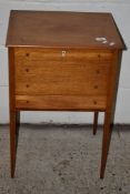 SMALL EDWARDIAN SEWING BOX WITH SINGLE DRAWER BELOW THREE DUMMY DRAWERS, RAISED ON TAPERED LEGS,