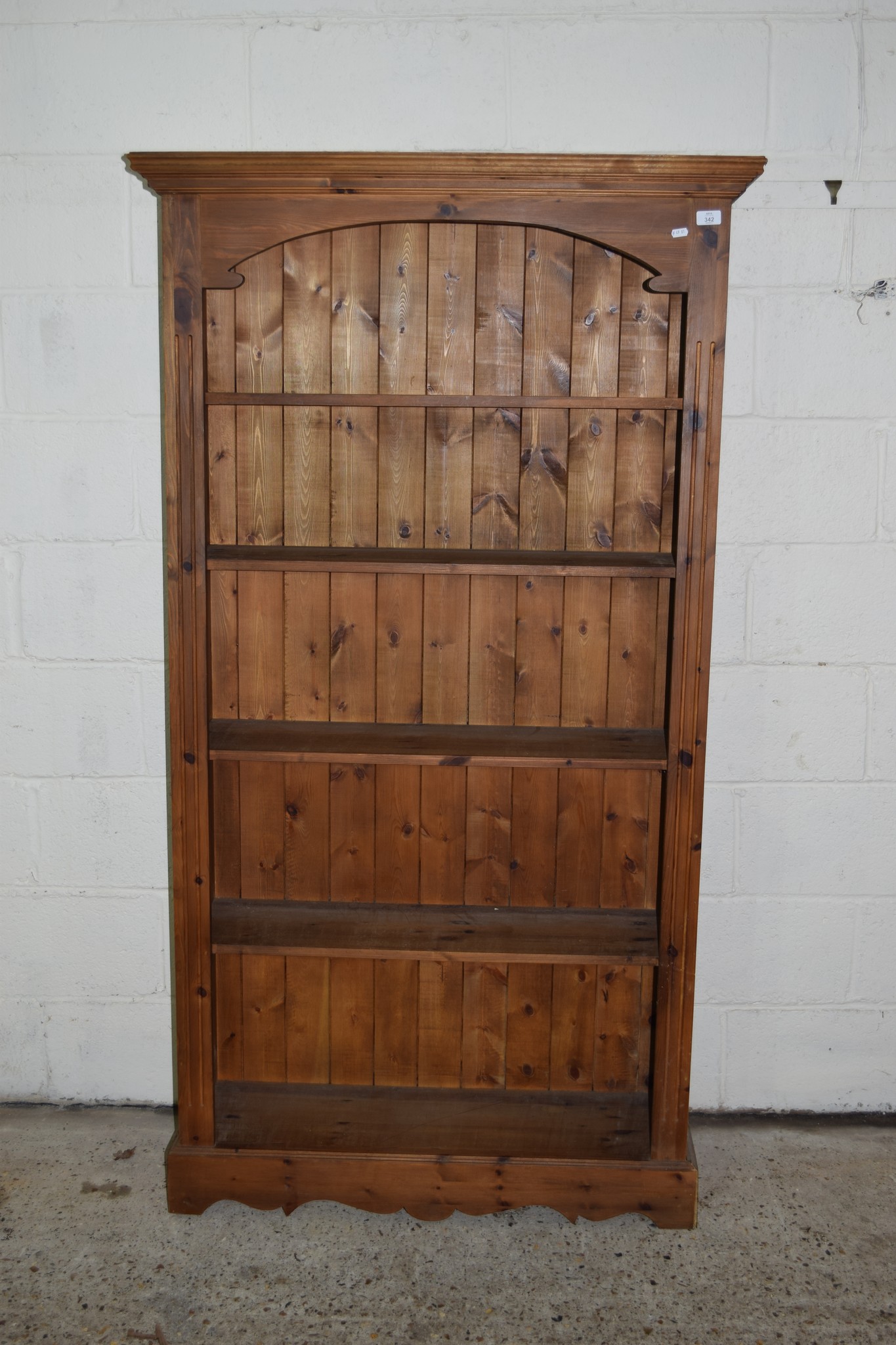 PAIR OF STAINED PINE MODERN BOOKCASES, EACH APPROX 100CM MAX WIDTH