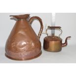 LARGE COPPER JUG AND SMALL COPPER TEA POT