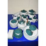 DENBY WARES, SOME SIGNED BY A COLLEGE, COMPRISING PLATES, SIDE PLATES, VARIOUS BOWLS AND COVERS,